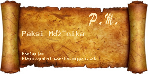 Paksi Mónika névjegykártya